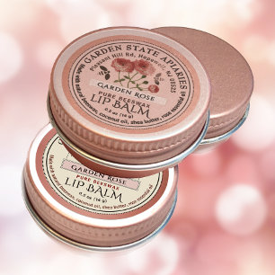 Mini Beeswax Lip Balm Lid Étiquette Rose Jardin Ro
