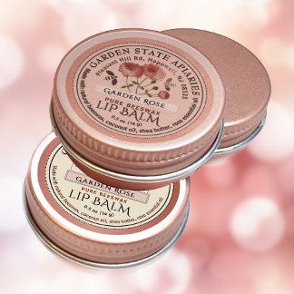 Mini Beeswax Lip Balm Lid Étiquette Rose Jardin Ro