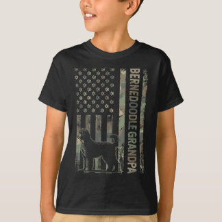 Mini Bernedoodle Opa Camo Usa Vlag Vaderdag T-shirt