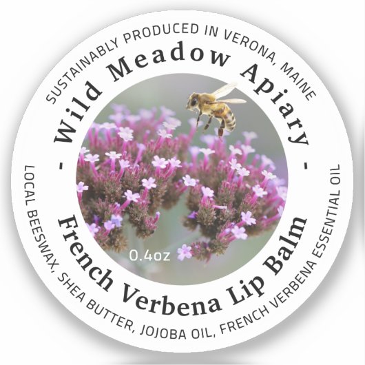 Mini Bijenwas Lippenbalsem Dekseletiket Frans Verb Sticker (Voorkant)