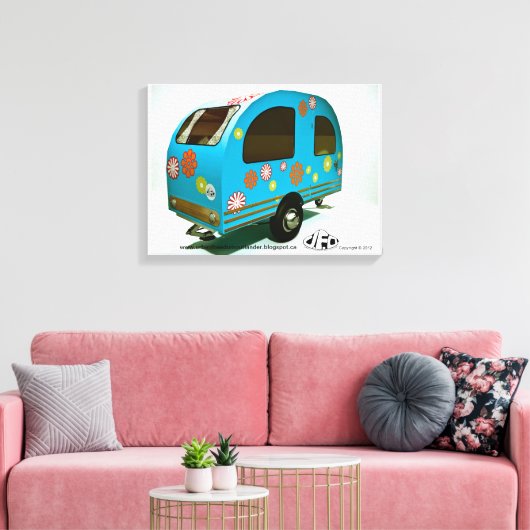 Mini Bike Camper Stretched Canvas afdrukken (Insitu (Woonkamer))