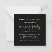 MINI Black Gold Wedding Evening Party nodigt uit Notitiekaartje (Voorkant)