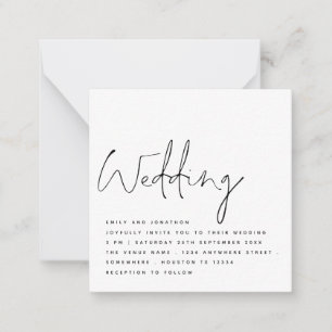 MINI Black White Handwriting Script Weddenschappen Notitiekaartje