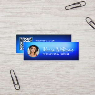Mini Bleu dégradé photo et code QR Carte de visite