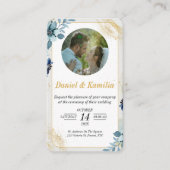 Mini Bleu Rustique Mariage Floral Invitation Avec  (Devant)