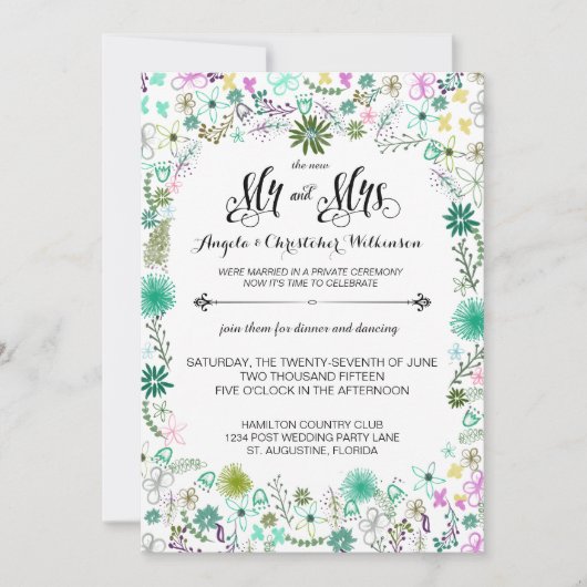 Mini Bloemen Receptie Alleen Post Wedding Uitgenod Kaart (Voorkant)