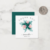 Mini Bloemen Smaragd Roze Dank je Lief 16 Notitiekaartje (Voorkant / Achterkant in situ)