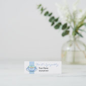 Mini Blue White Teacup petit Carte de visite bleu blanc (Debout devant)