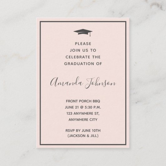 Mini Blush Beige Photo Graduation Invitation (Dos)