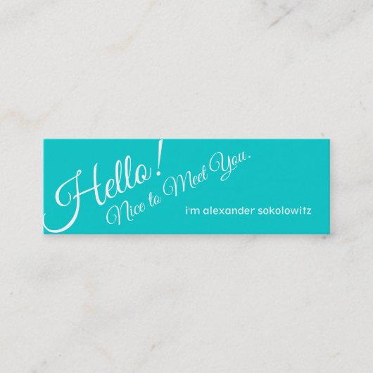 Mini Bonjour ! Carte de visite de profil de turquoise (Devant)