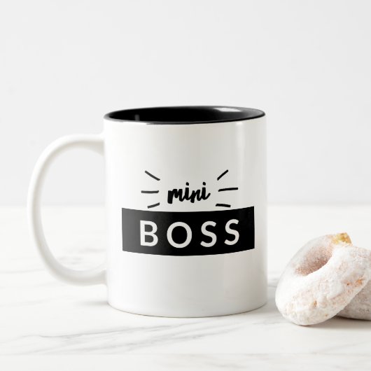 Mini Boss Statement Matching Typografie Tweekleurige Koffiemok (Met donut)