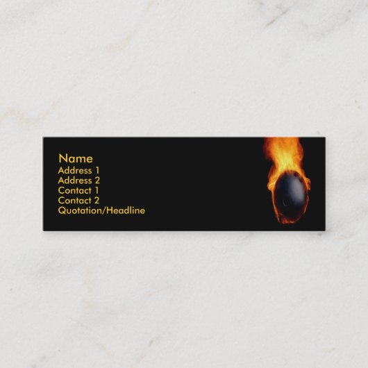 Mini Boule De Bowling Sur Carte de visite De Feu (Devant)