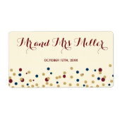 Mini bouteille de vin étiquette confetti mariage (Devant)