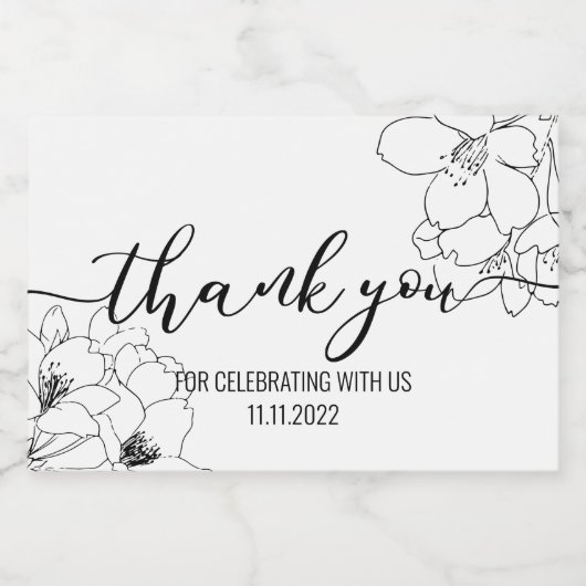 Mini Bouteille de vin Étiquette Merci (Étiquettes simples)