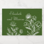 Mini bouteille de vin vert olive mariage étiquette (Étiquettes simples)