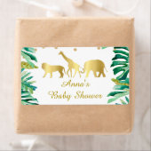 Mini bouteille étiquette jungle animaux vert or bé (En situation)