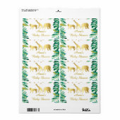 Mini bouteille étiquette jungle animaux vert or bé (Feuille entière)