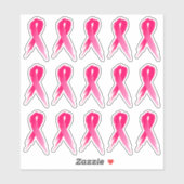 Mini Breast Kanker Bewustheid Roze Ribbons x 15 Sticker (Vel)