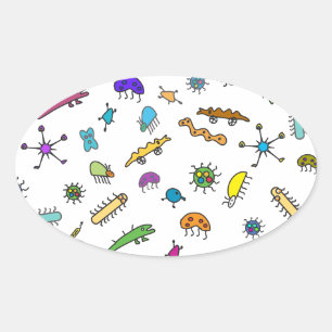 Mini Bugs en Mini Beesten Ovale Sticker