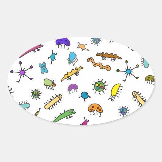 Mini Bugs en Mini Beesten Ovale Sticker (Voorkant)