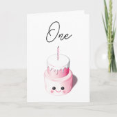 Mini Cake 1er Anniversaire Carte pour Fille (Devant)
