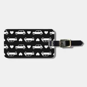 Mini Car Hearts Black Bagagelabel