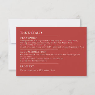 Mini carmine pâle Détails du Mariage Invitation