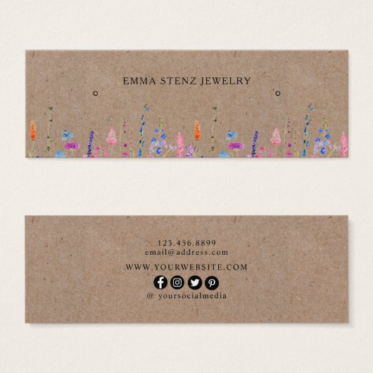 Mini-carte à capuchon à oreille Fleur sauvage rust (Devant & derrière)