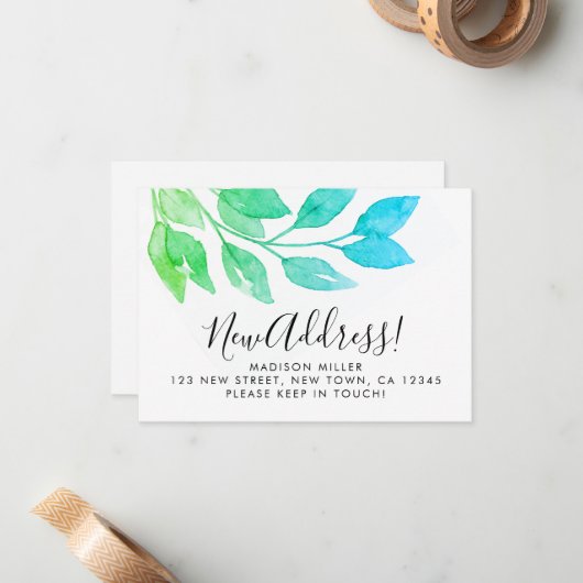 Mini carte de Faire-part de déplacement de nouvell (Devant/Arrière en situation)