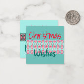 Mini carte de Noël en rouge Turquoise et rose (Devant/Arrière en situation)