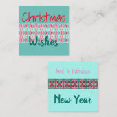 Mini carte de Noël en rouge Turquoise et rose (Devant / Derrière)