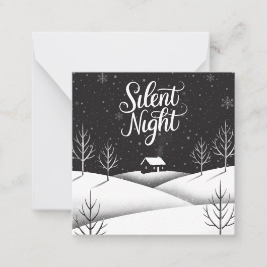Mini carte de Noël noir et blanc de nuit (Devant)