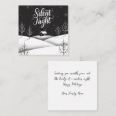 Mini carte de Noël noir et blanc de nuit (Devant / Derrière)