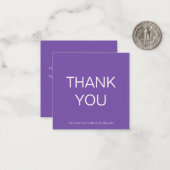 Mini carte de note de Carré de Merci violet simple (Devant/Arrière en situation)