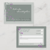 MINI CARTE DE RÉPONSE RSVP :: fleurs de cerisiers  (Devant / Derrière)