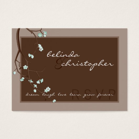 MINI CARTE DE RÉPONSE RSVP :: fleurs de cerisiers (Devant)