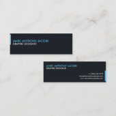 Mini Carte de visite 002 - Minimal moderne, noir/bleu (Devant / Derrière)