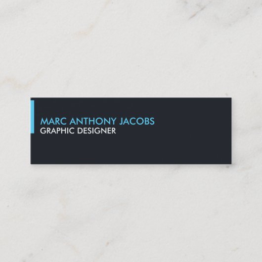Mini Carte de visite 002 - Minimal moderne, noir/bleu (Devant)