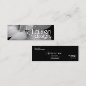 Mini carte de visite à fleurs noires et blanches (Devant / Derrière)