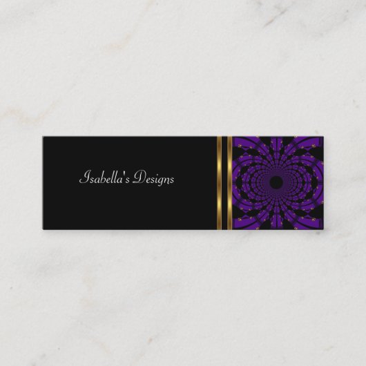 Mini Carte de visite Abstrait Violet Or Mince (Devant)