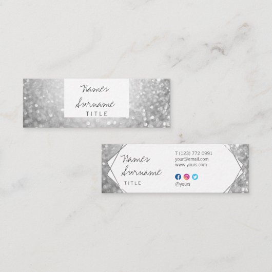 Mini carte de visite argenté de bijou à la mode de (Devant / Derrière)