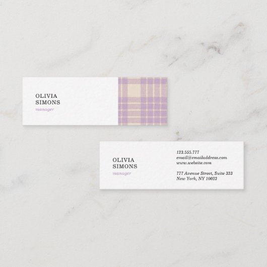 Mini Carte de visite avec motif gingham (Devant / Derrière)