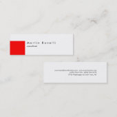Mini Carte de visite blanc à rayures rouges mince (Devant / Derrière)