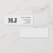 Mini Carte de visite blanc monogramme chic (Devant / Derrière)