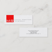Mini Carte de visite blanche monogramme moderne propre (Devant / Derrière)