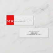Mini Carte de visite blanche monogramme moderne propre (Devant / Derrière)