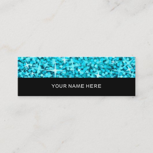 Mini Carte de visite bleu Glitz noir maigre (Devant)