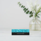 Mini Carte de visite bleu Glitz noir maigre (Debout devant)