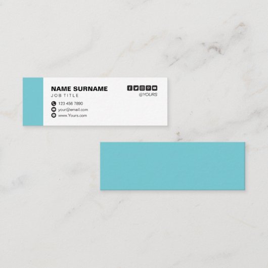 Mini carte de visite bleu professionnel (Devant / Derrière)