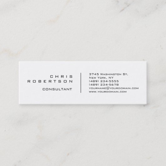 Mini Carte de visite clair simple blanc maigre moderne (Devant)